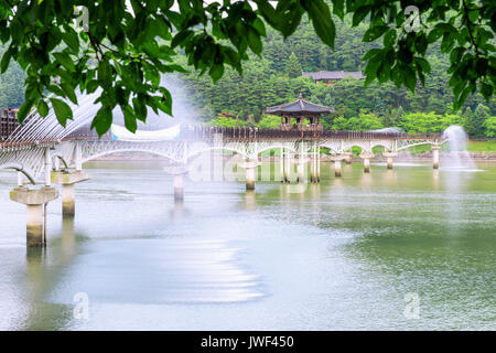 Wooden bridge or Wolyeonggyo bridge in Andong,Korea. Stock Photo