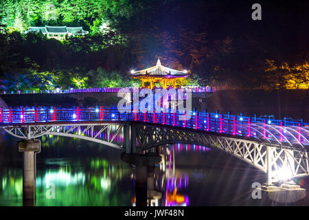 Wooden bridge or Wolyeonggyo bridge in Andong,Korea. Stock Photo