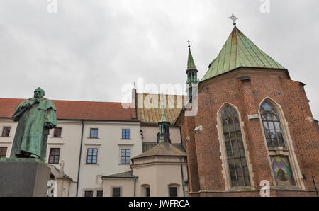 Monument of Dr. Jozef Dietl in front of St Francis of Assisi church in Krakow, Poland. Stock Photo