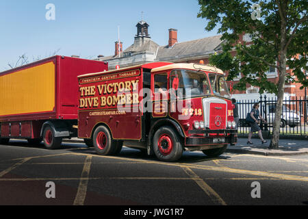 Atkinson, Gardner 180 truck, with  trailer and caravan driving on the road Stock Photo