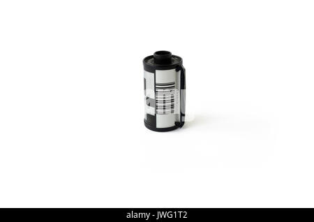 Old 35mm film cartridge isolated on a white background Stock Photo - Alamy
