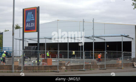 Aldi supermarket being built under construction Drumchapel Glasgow UK Stock Photo