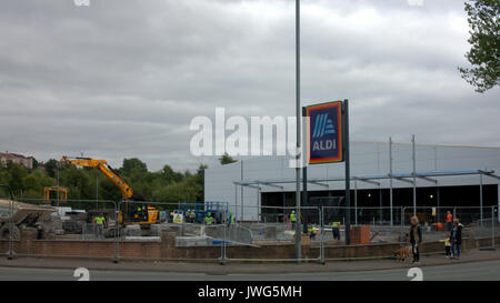 Aldi supermarket being built under construction Drumchapel Glasgow UK Stock Photo