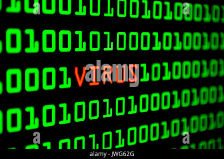Close up of binary code infected by computer virus. Stock Photo