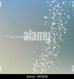 Structure molecule dna and neurons, connected lines with dots, genetic and chemical compounds, vector illustration. Stock Vector
