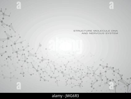 Structure molecule dna and neurons, connected lines with dots, genetic and chemical compounds, vector illustration. Stock Vector