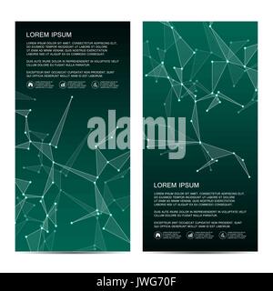 2 of modern vertical scientific banners. Molecular structure of DNA and neurons. Geometric abstract background. Medicine, science, technology, business and website templates. Vector illustration Stock Vector