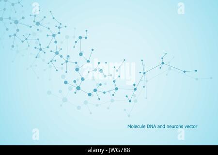 Structure molecule dna and neurons, connected lines with dots, genetic and chemical compounds, vector illustration. Stock Vector