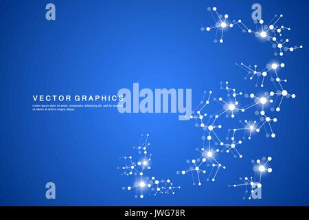Structure molecule dna and neurons, connected lines with dots, genetic and chemical compounds, vector illustration. Stock Vector