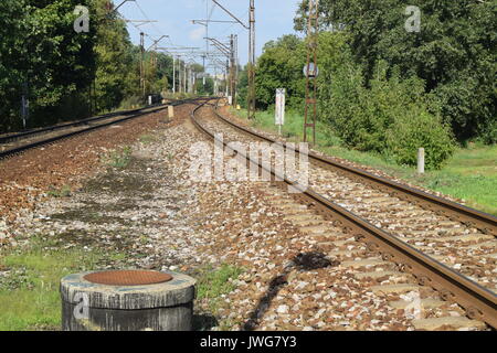 Railroad tracks in Poland Stock Photo