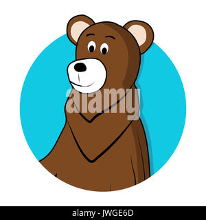 Bear brown grizzly avatar icon. Brown bear animal cartoon. Vector illustration Stock Photo