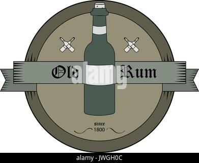 Circle green bottle emblem in old style Stock Vector