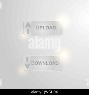 Two glass shine download and upload buttons Stock Vector