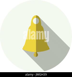 Golden christmas jingle bell circle flat icon Stock Vector