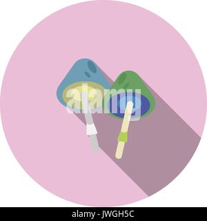 Two mushrooms natural circle isolated flat icon Stock Vector