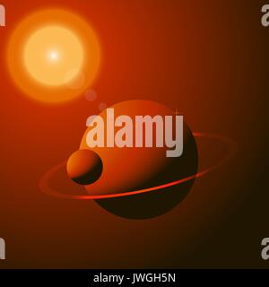 Lost planet in deep space art illustration Stock Vector