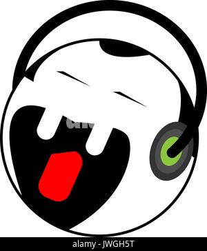 Rock'n roll vampire dj style flat icon Stock Vector