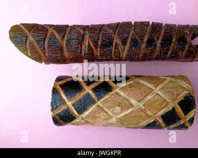 Handle of carved wood, Stock Photo