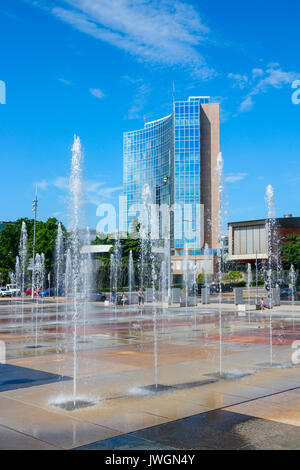 Place des Nations (United Nations Square) with fountains and the World Intellectual Property Organization headquarters. Geneva, Switzerland. Stock Photo