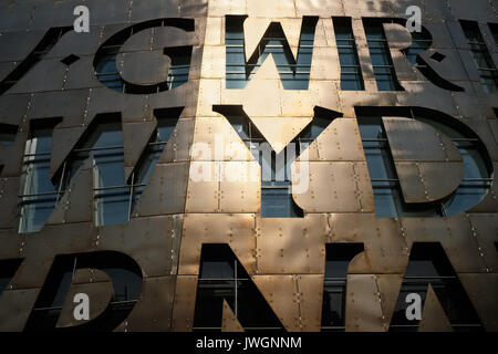 A close up of a section of the frontage of the Wales Millenium Centre, Cardiff Bay Stock Photo