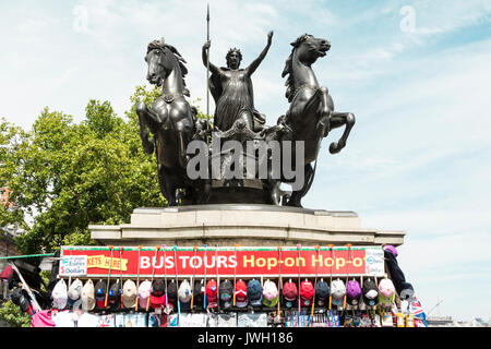 A bronze statue of Boadicea (Boudicca), by Thomas Thornycroft, standing in her chariot with her daughters, located on Westminster Bridge Stock Photo