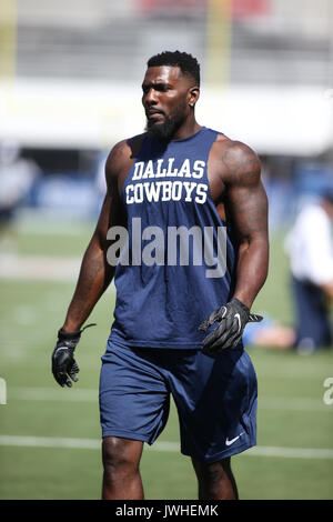 August 12, 2017 Los Angeles, CA.Dez Bryant warming up for the Dallas Cowboys vs Los Angeles Rams at the Los Angeles Memorial Coliseum in Los Angeles, Ca on August 12, 2017. (Absolute Complete Photographer & Company Credit: Jevone Moore/MarinMedia.org/Cal Sport Media (Network Television please contact your Sales Representative for Television usage. Stock Photo