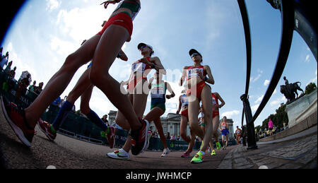 London, Britain. 13th Aug, 2017. Athletes compete during Women's 20km Race Walk on Day 10 of the 2017 IAAF World Championships in London, Britain, on Aug. 13, 2017. Credit: Wang Lili/Xinhua/Alamy Live News Stock Photo