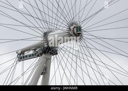 Closeup axis of rotation London Eye near river Thames in London, England Stock Photo