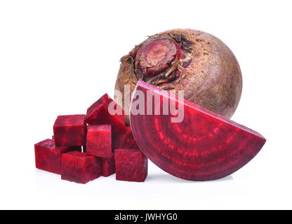 beetroot with cubes isolated on white background Stock Photo