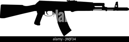 A black and white silhouette of an assault rifle Stock Vector