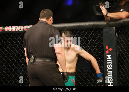 Brandon Moreno takes Sergio Pettis during UFC Fight Night 114 Mexico City,Mexico Stock Photo