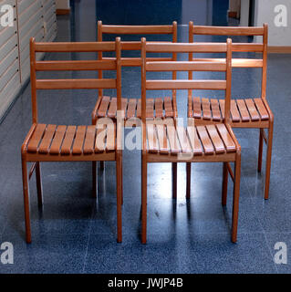 Four vintage chairs made by wood, classic style Stock Photo
