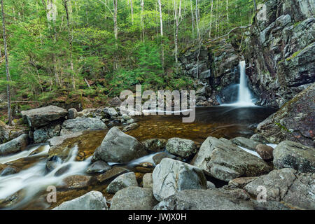Kinsman Falls on Cascade Brook in spring, Grafton Co., White Mountain National Forest, Franconia Notch State Park,  NH Stock Photo