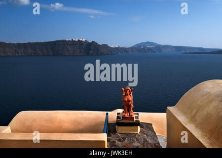 Orange Sphinx of Oia Village, Santorini, Greece Stock Photo