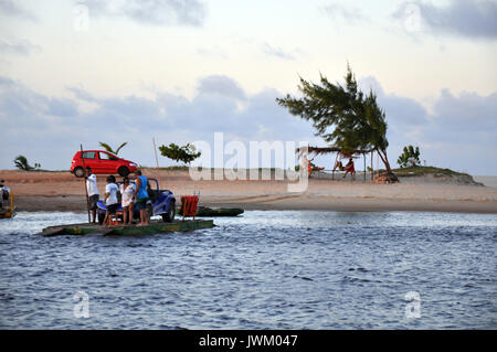 Pole Ferry Crossing of an Estuary near Natal in the state of Rio Grande do Norte on the Brazilian Coast Stock Photo