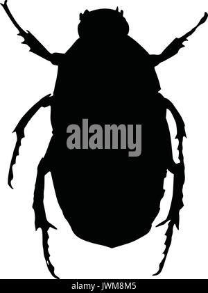 A black and white silhouette of a beetle Stock Vector