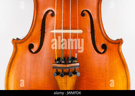 A beautiful fine violin on white surface Stock Photo