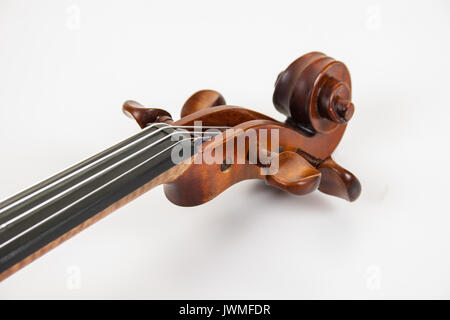 A beautiful fine violin on white surface Stock Photo