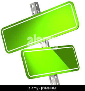 Green two road sign isolated image with hi-res rendered artwork that could be used for any graphic design. Stock Photo