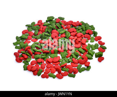 pile of dry dog food isolated on white background Stock Photo