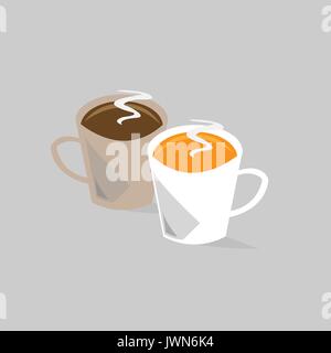 Two cups of hot coffee Stock Vector