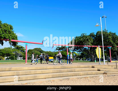 People relaxing along the Esplanade, The Strand, Townsville, Queensland, QLD, Australia Stock Photo