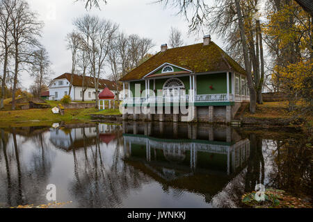 Old manor bath house with a pond Stock Photo