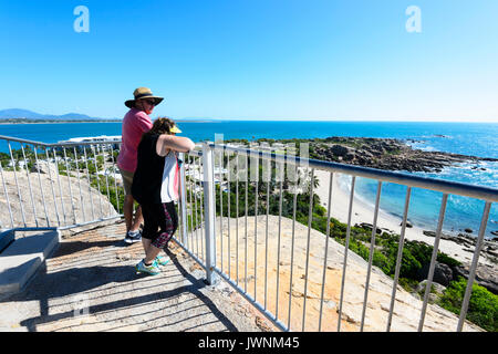 Two holidaymakers enjoy the view from the Rotary lookout, Horseshoe Bay, Bowen, Queensland, QLD, Australia Stock Photo