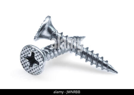 two screws isolated on white background Stock Photo