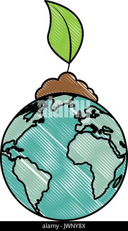earth planet icon over white background vector illustration Stock Vector