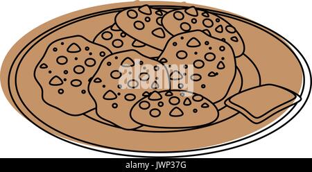 chocolate chips cookie icon over white background vector illustration Stock Vector