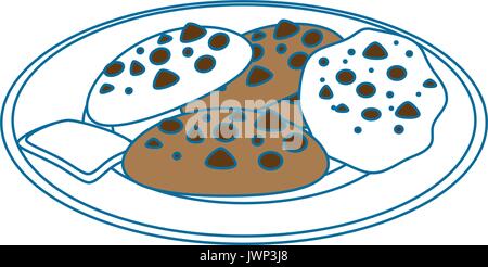 chocolate chips cookie icon over white background vector illustration Stock Vector