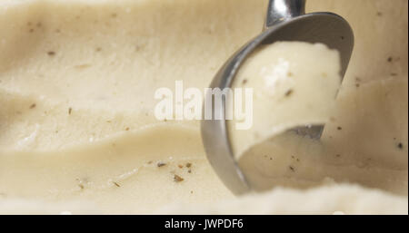 closeup of scooping lemon mint sorbet, wide photo Stock Photo