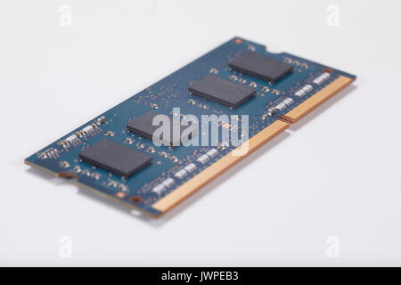 Computer RAM memory card against plain background Stock Photo